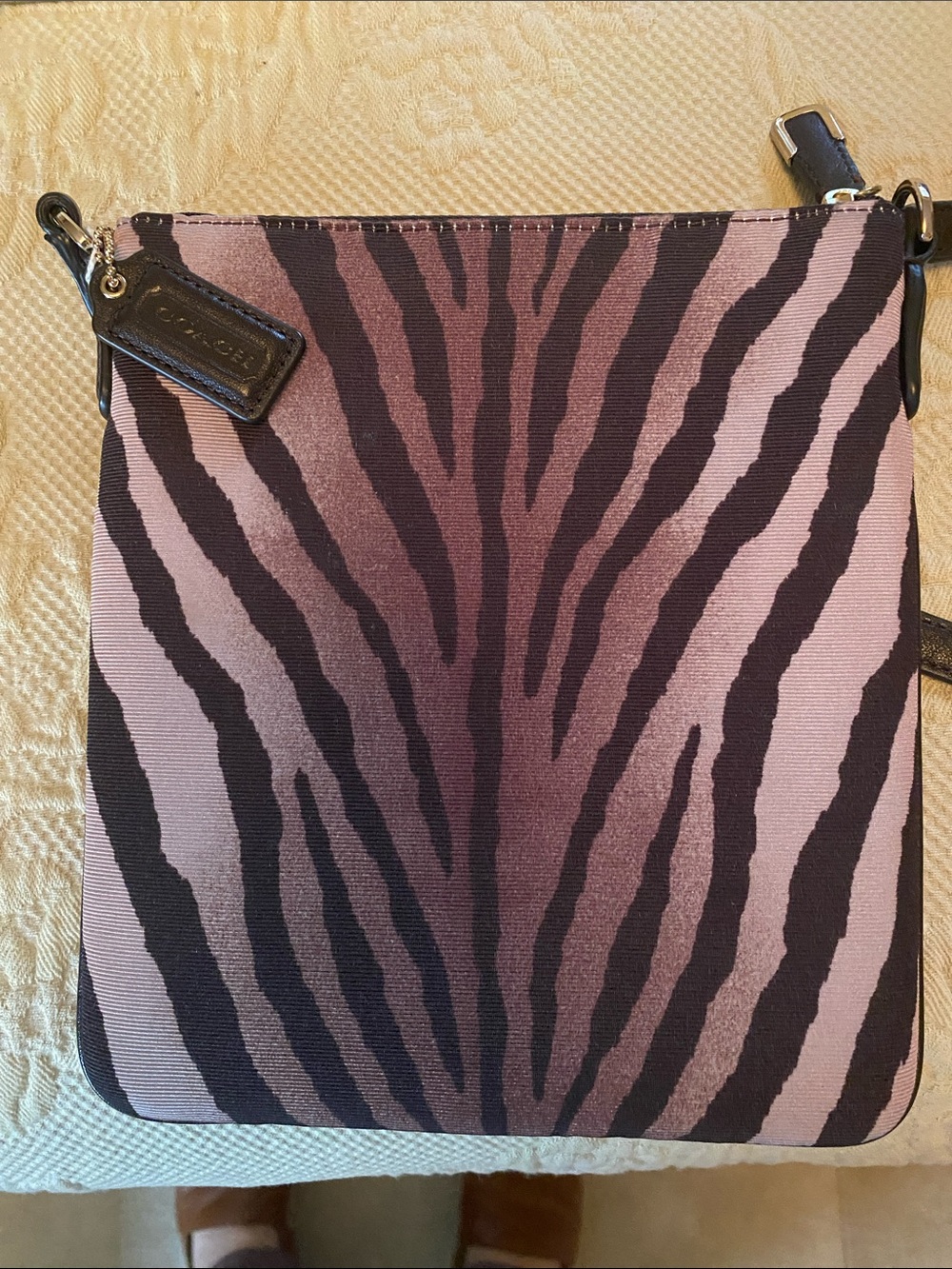 Coach Madison Swing Pack Brown and Black Zebra-Print Crossbody Bag - Picture 4 of 4